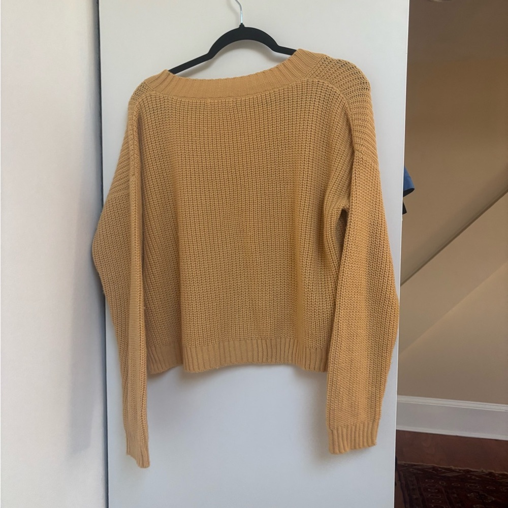 Cozy Knit V-Neck Sweater in Mustard - Picture 3 of 3